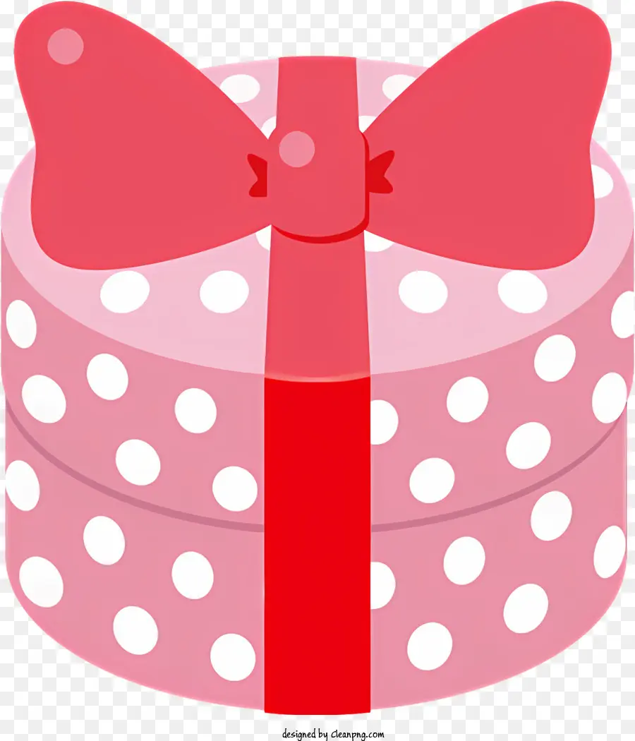 hộp quà - Hộp quà màu hồng với cây cung màu đỏ, chấm bi