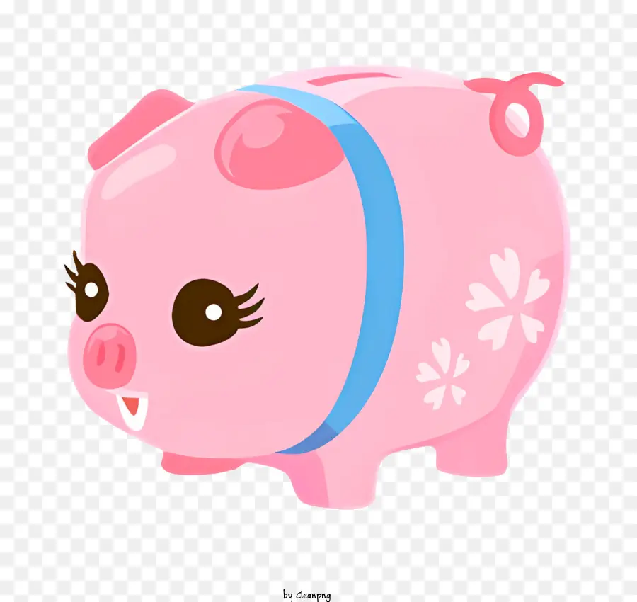 Salvadanaio - Piggy Bank rosa con fiocco blu, giocattolo per bambini