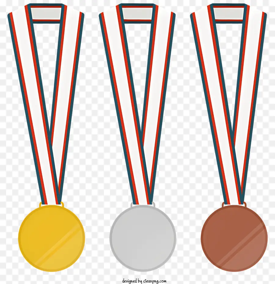 Huy chương vàng băng đồng bạc - Ba huy chương có ruy băng trên giá đỡ bằng gỗ