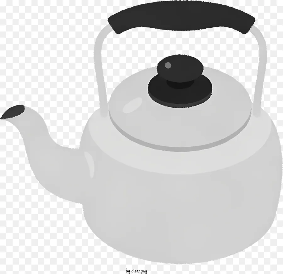 Tay cầm bình ấm màu đen Tay cầm vòi - Tờ trà trống với mũi nhọn trên nền đen