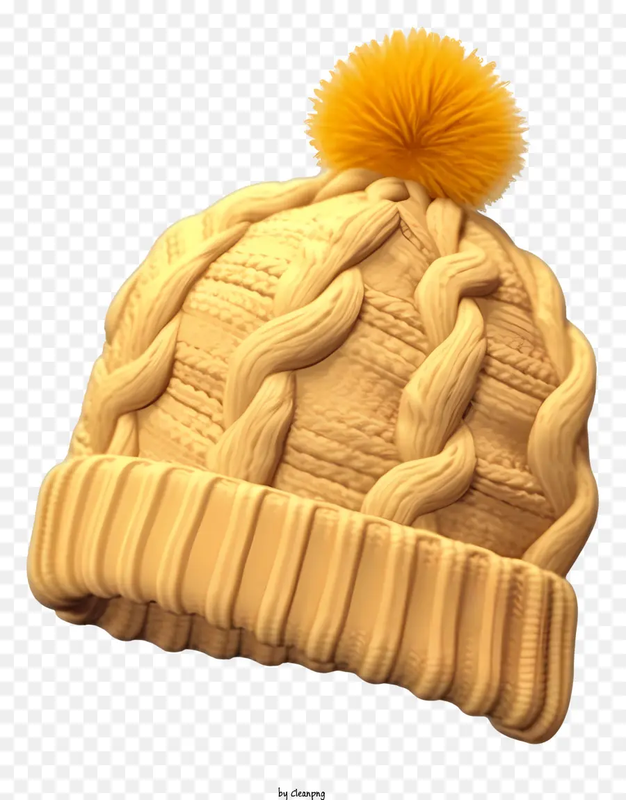 yellow beanie knitted hat pompom beanie woolen hat winter headwear