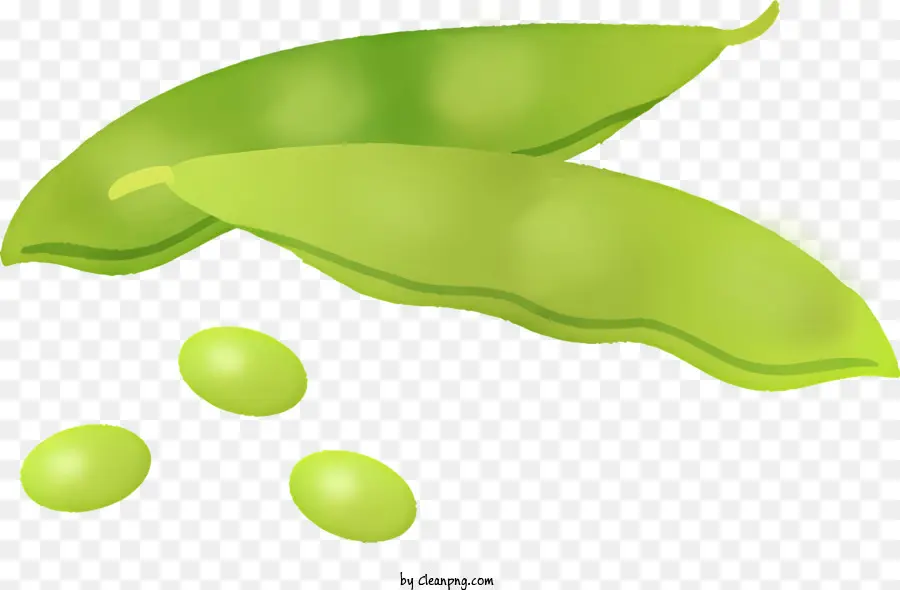 cartone animato pisello vegetale verde - Piccolo di piselli verdi lucenti su sfondo nero