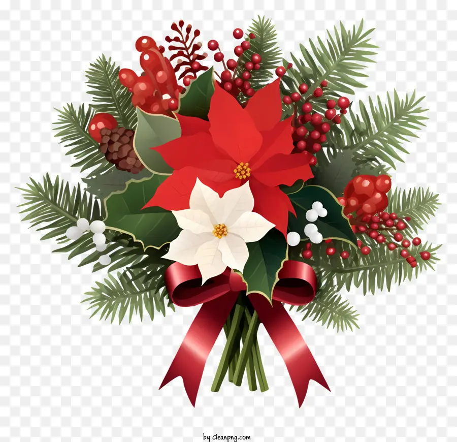 decorazione di natale - Bouquet di Natale con stelle bianche su sfondo nero