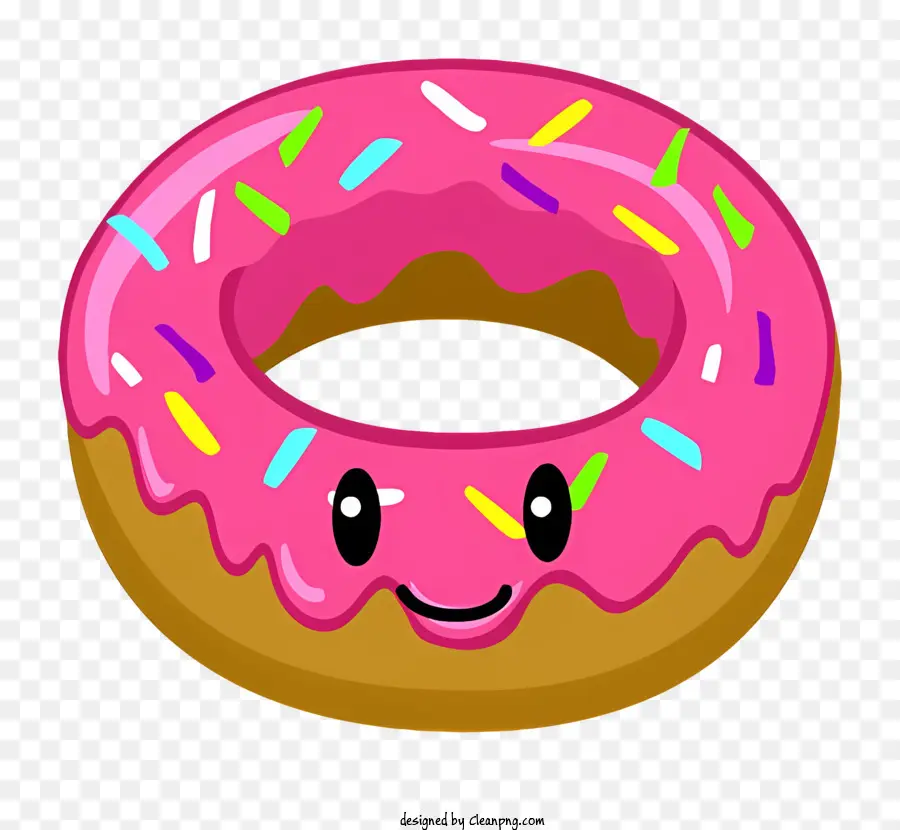 rosa Donutgrün und blaue Streusel lächelnde Donut Blau -Streuel -Gesicht schwarzer Hintergrund - Buntes lächelndes Donut mit Sprudle Face for Kids 'Book