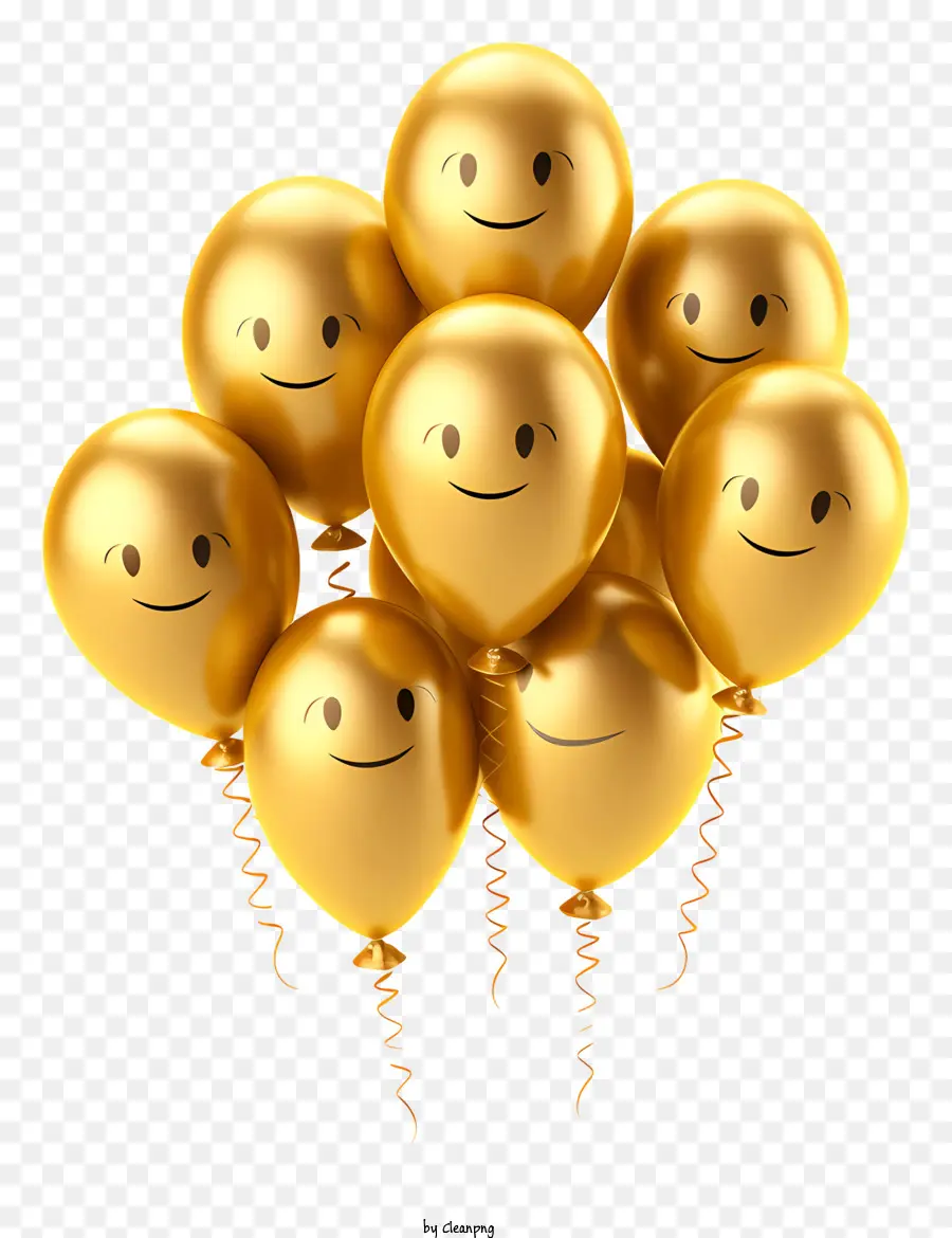 Palloncini d'oro - Palloncini dorati con decorazioni faccine faccine galleggiano