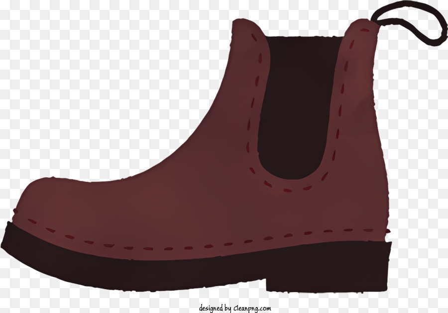 Cartoon Brown Boot Stick Stiefel Schnürstiefel-Stiefel-Stiefel Stiefel - Brauner Stiefel mit Nähten, Knöchelspitze, leichte Sohle