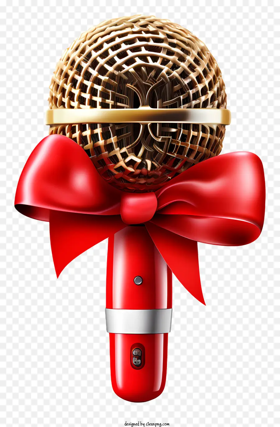 decorated microphone red bow microphone gold tone microphone musical instrument amplify sound