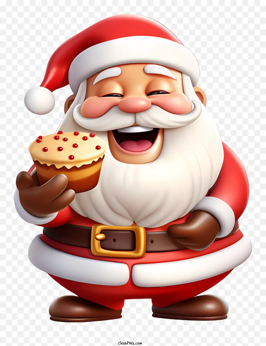 Weihnachtsmann - Cartoon Santa Claus Holding Donut, Feiertagsillustration