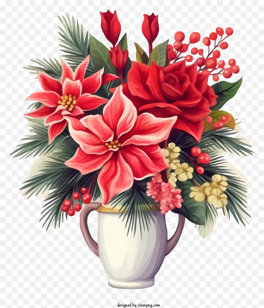 la disposizione dei fiori - Vaso con disposizione dei fiori rossi e bianchi
