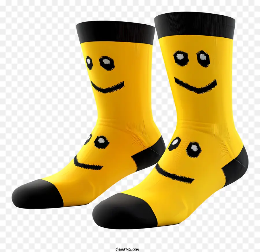faccina - Felice calzino giallo con faccine sorridenti neri