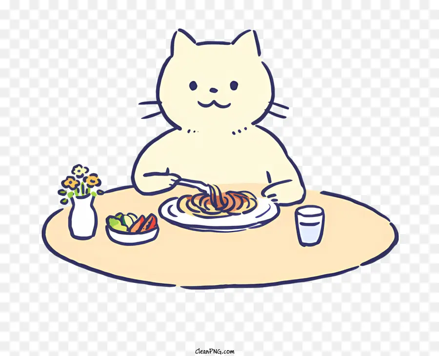 cat table bowl of food plate of food eating