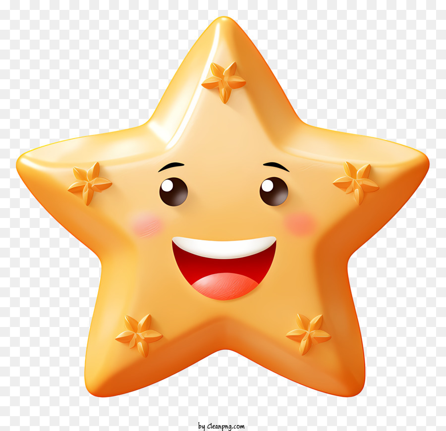 gelbe Sterne - Lächelnder gelber Stern mit weißen/gelben Punkten