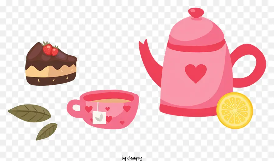 cốc cà phê - Ấm trà hồng, tách cà phê với chanh
