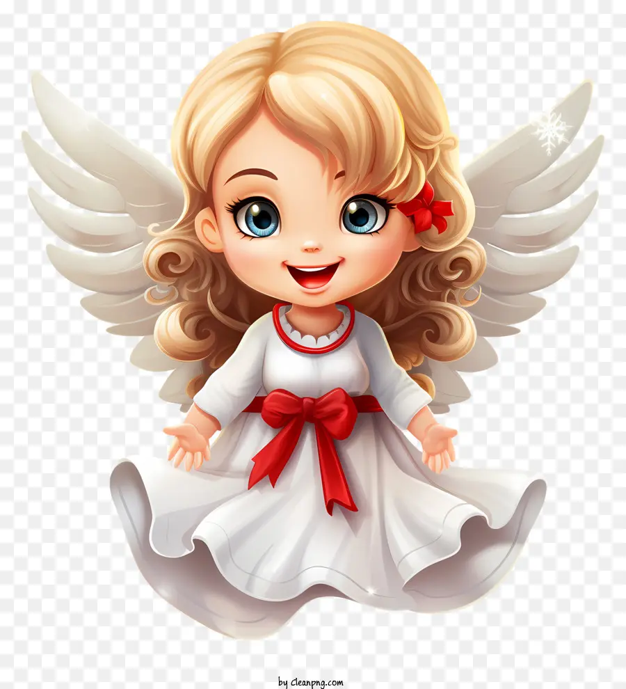 Rotes Band - Cartoon Engel mit blonden Haaren, geeignet für Spiritualität