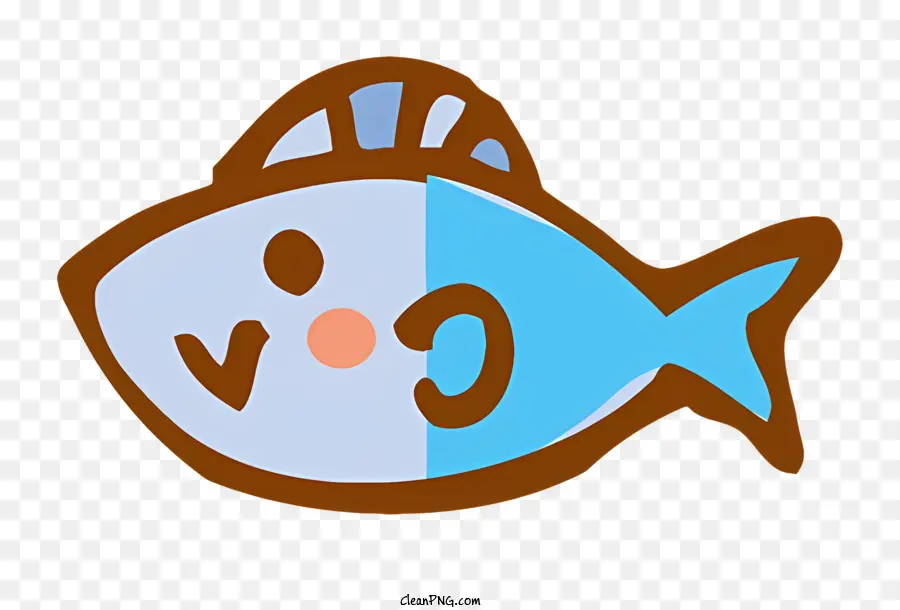 Cartoon Fisch braun und blauer Fisch lächelnder Fisch Happy Fisch Fisch Illustration Illustration - Zeichentrickfisch mit Lächeln und glücklichen Ausdruck