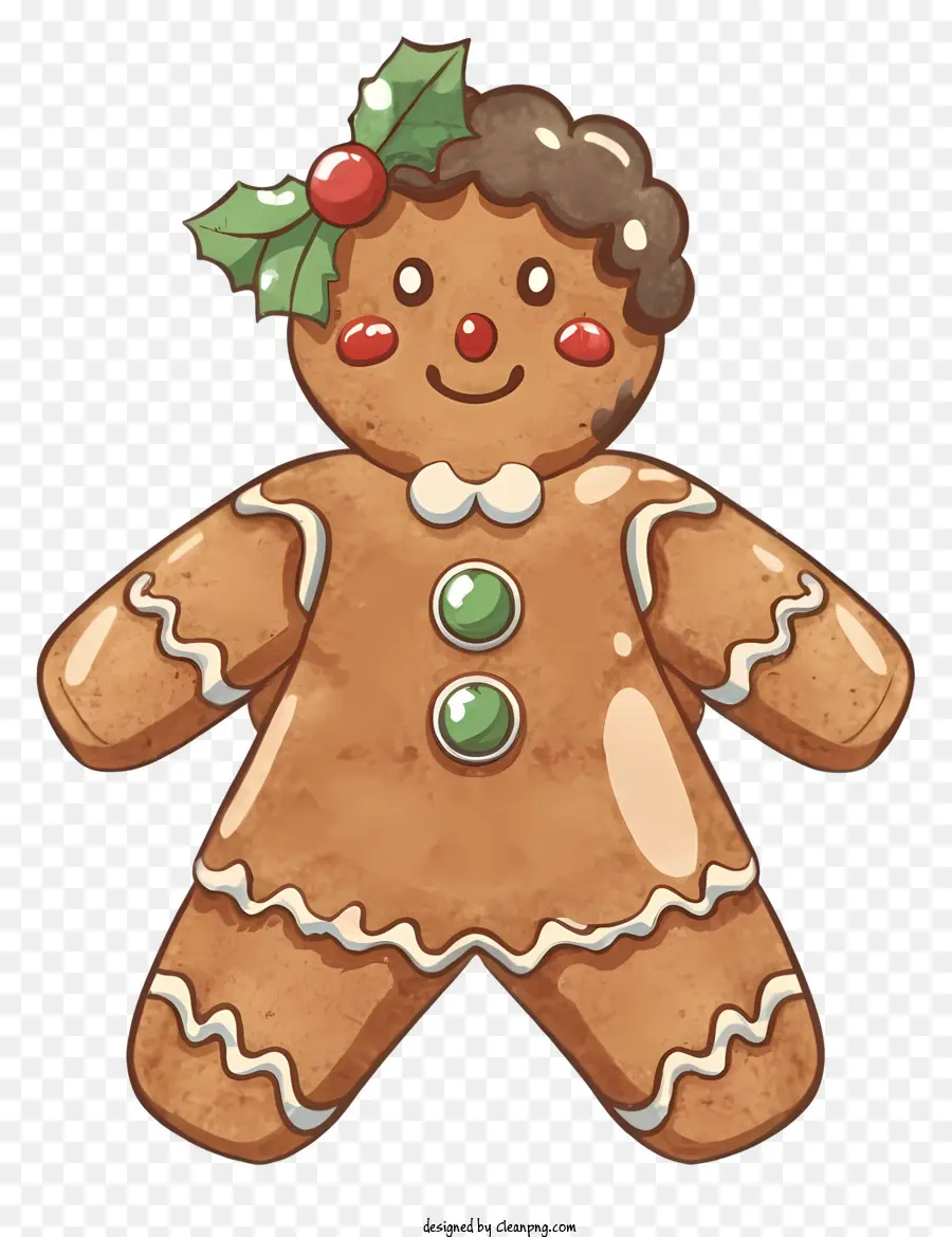 uomo di pan di zenzero - Cartoon Gingerbread Man Eats Candy Cane