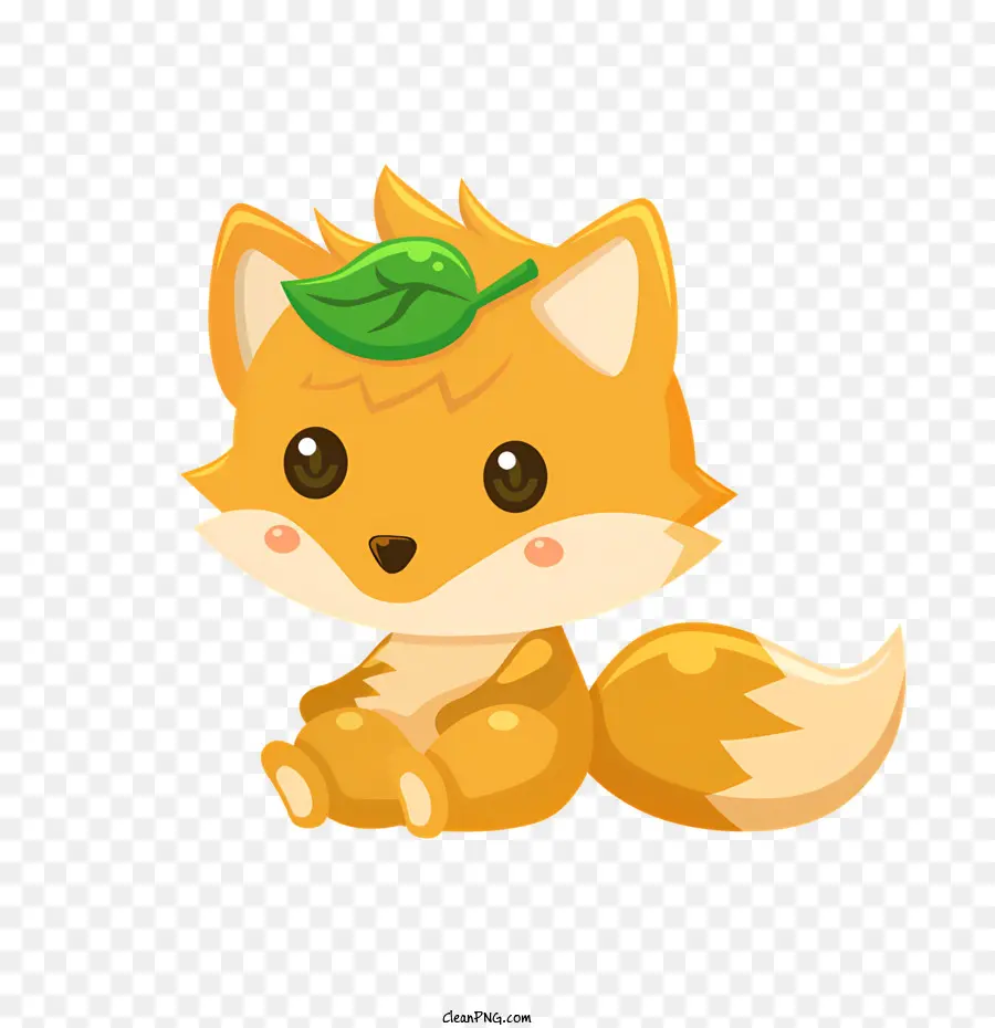 cartoon fox cute fox leaf crown big round eyes small body
