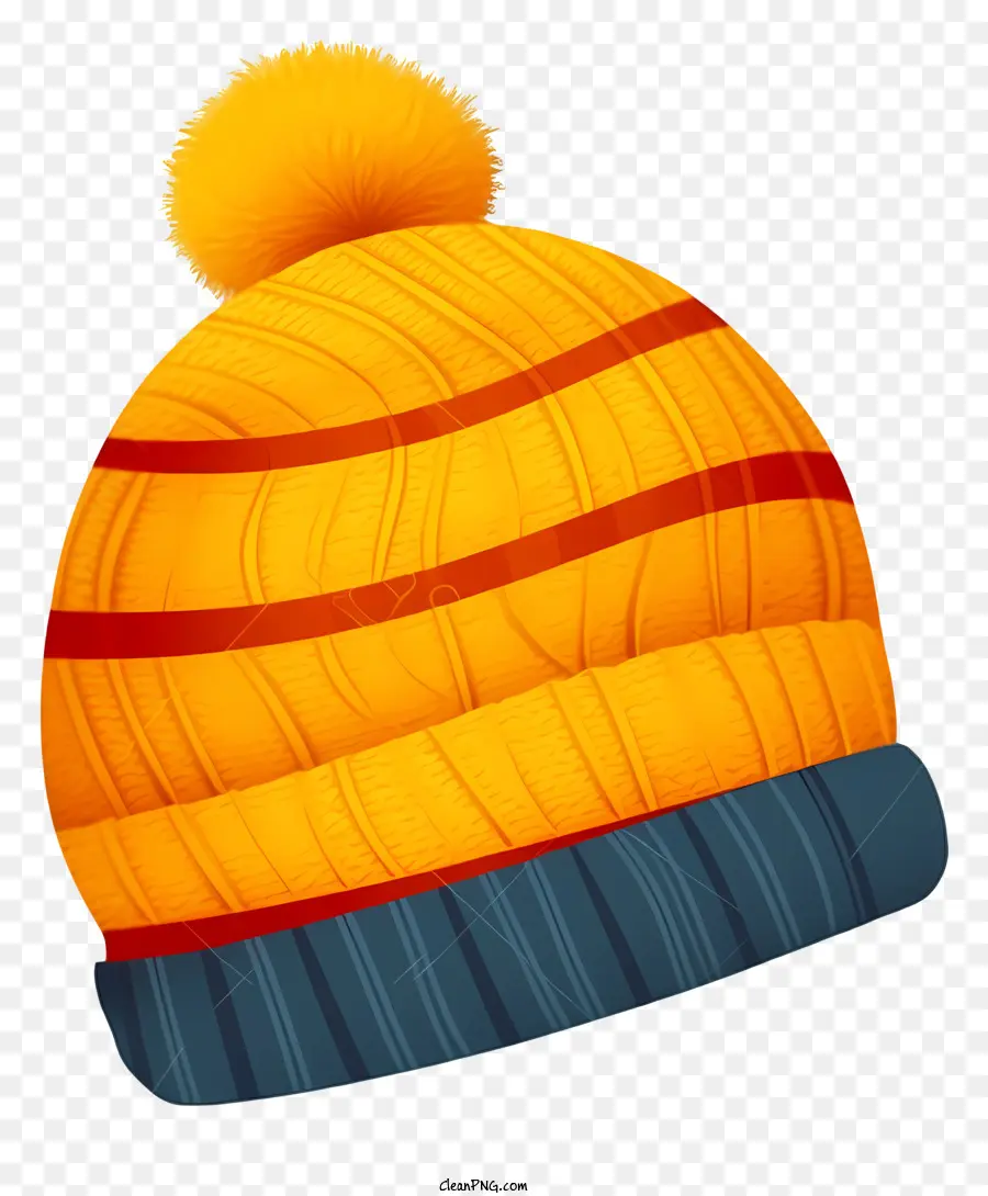 cappello di inverno - Capo in maglia a strisce con pom pom in cima