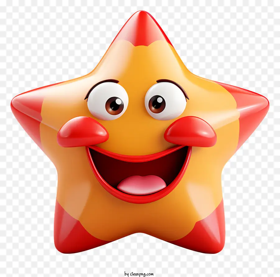 cartoon Sterne - Lächelnder gelber Sterncharakter mit roten Merkmalen