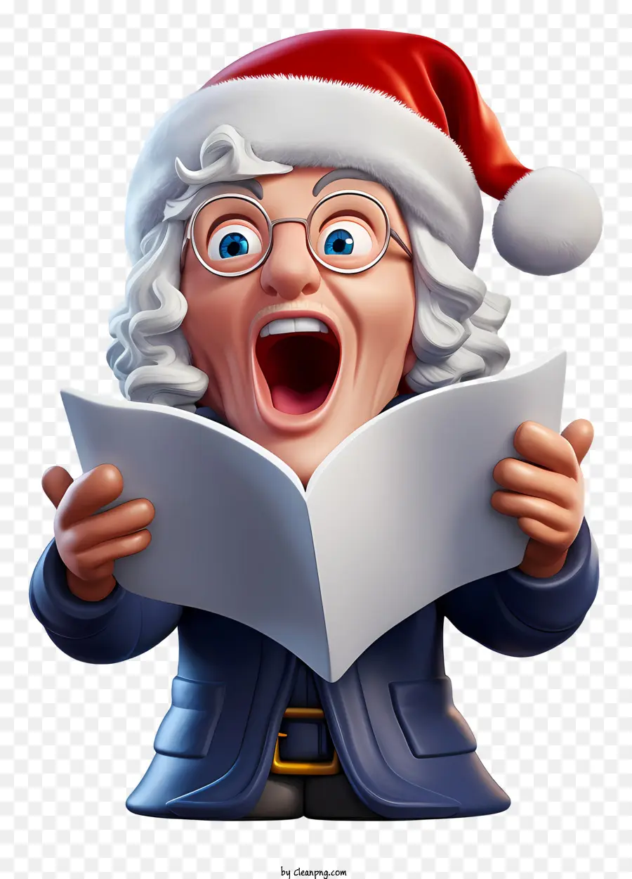 cappello di babbo natale - Babbo Natale sorpreso con la bocca aperta con carta