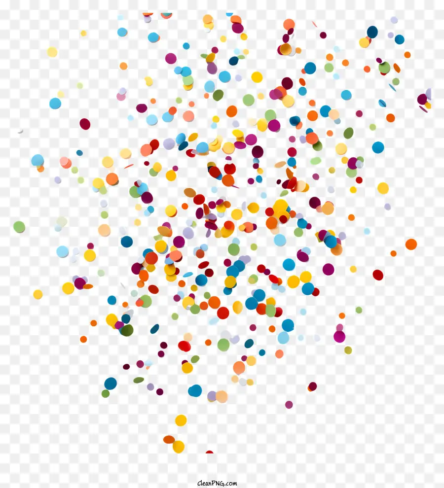 coriandoli colorati di festa con doccia vibrante - Coriandoli colorati sparsi su uno sfondo nero