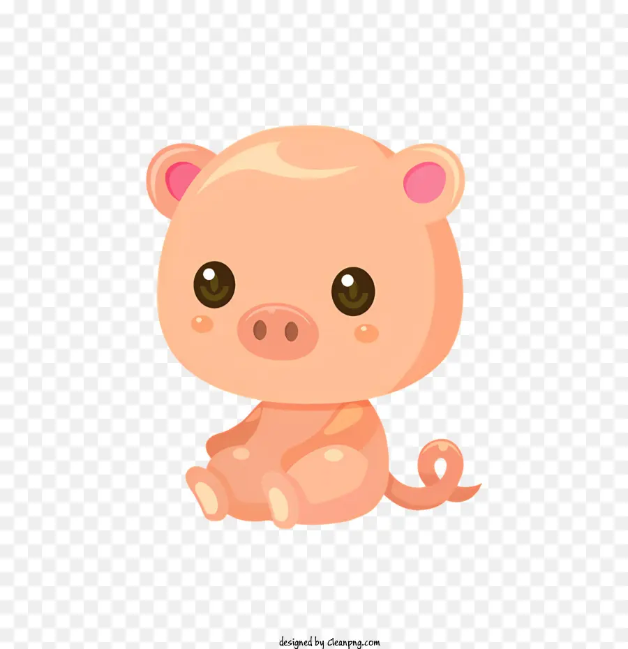 maiale di maiale carino con la bocca aperta occhi di maiale che guardano su maiale marrone chiaro - Piatta carina con bocca aperta che indossa una tuta rosa