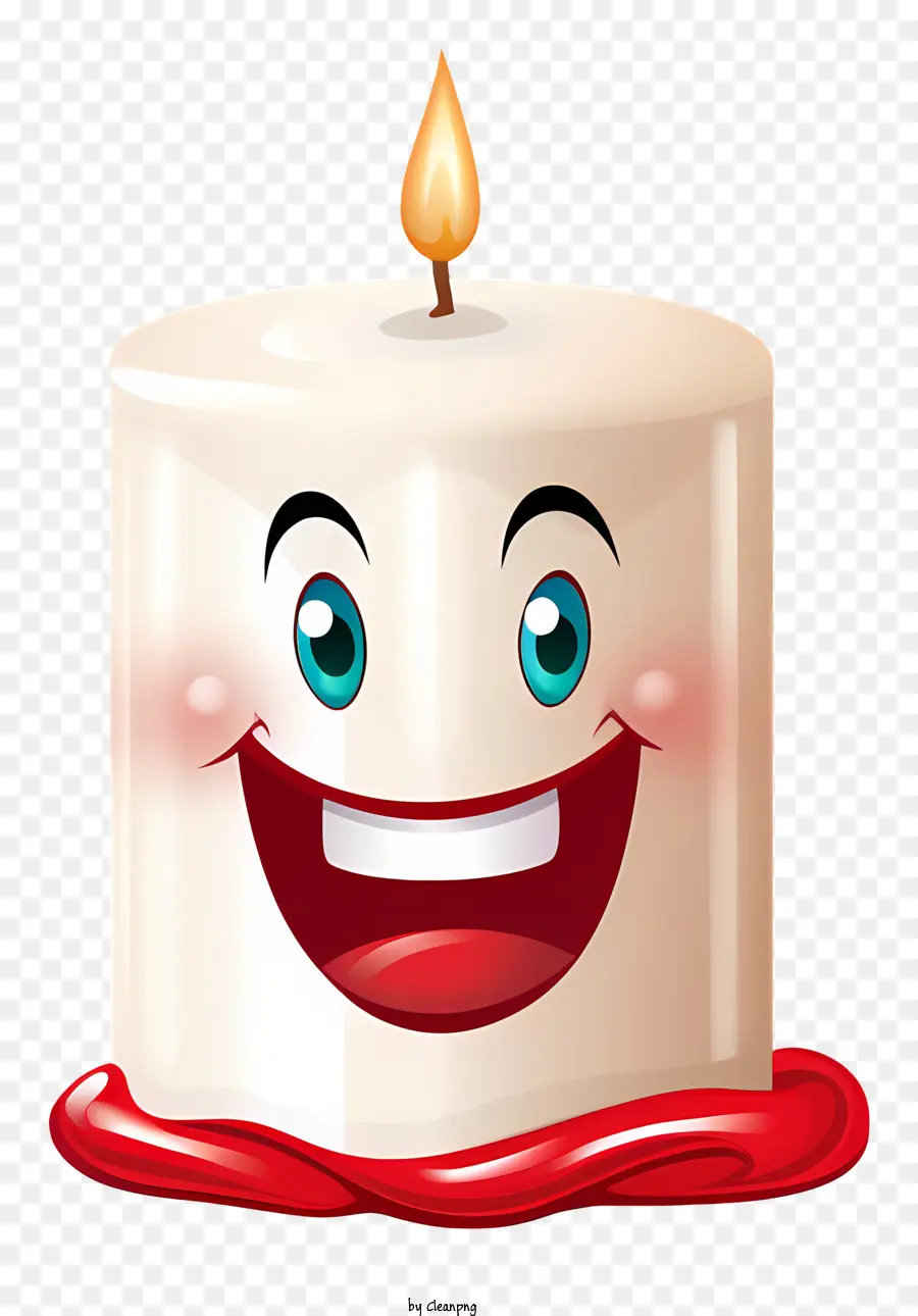 weiße Kerze glückliches Lächeln rote flüssige lächelnde Kerze fröhlicher Ausdruck - Fröhliche weiße Kerze mit einem glücklichen Lächeln, umgeben von roter Flüssigkeit