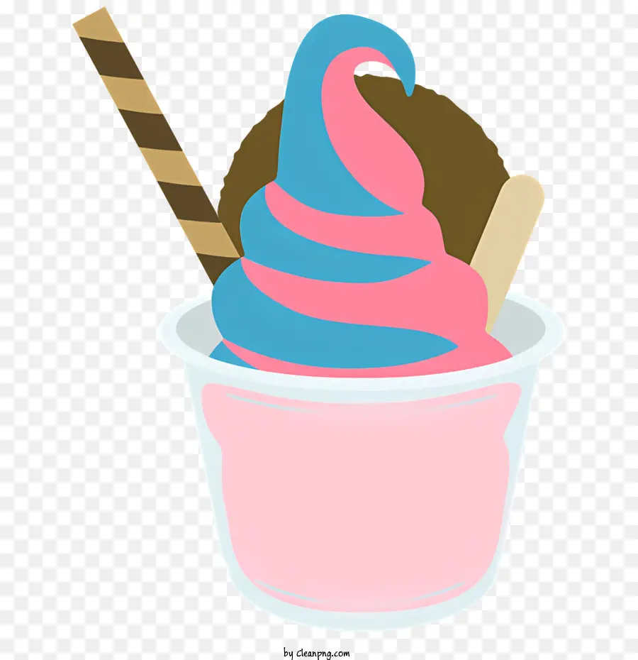 Eis - Vanilleeis mit blauen und rosa Wirbeln
