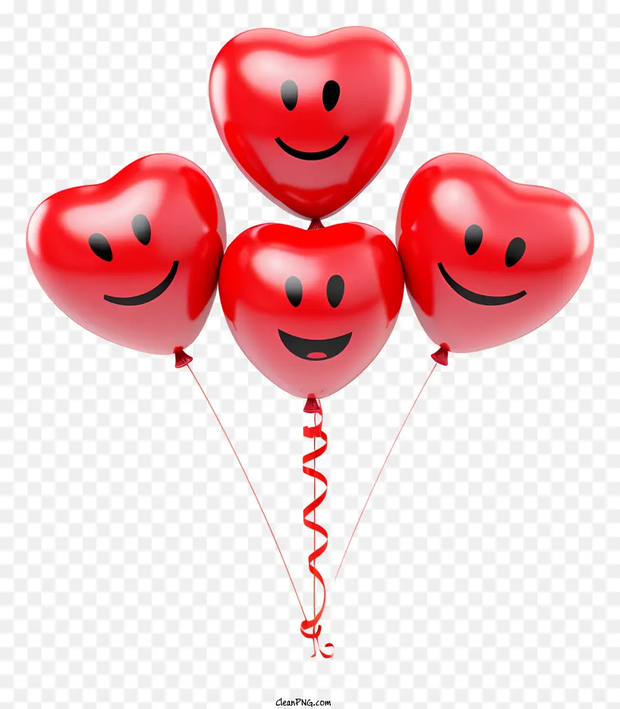 Valentinstag - Lächelnde herzförmige Ballonstrauß in der Luft schweben