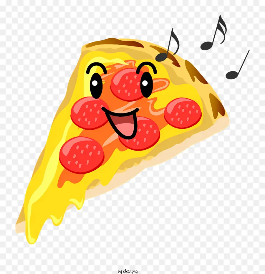 cartone animato pizzeria a fette di pizza sgattaiola - Pizza cartoon con peperoni che sorridono, dicendo 
