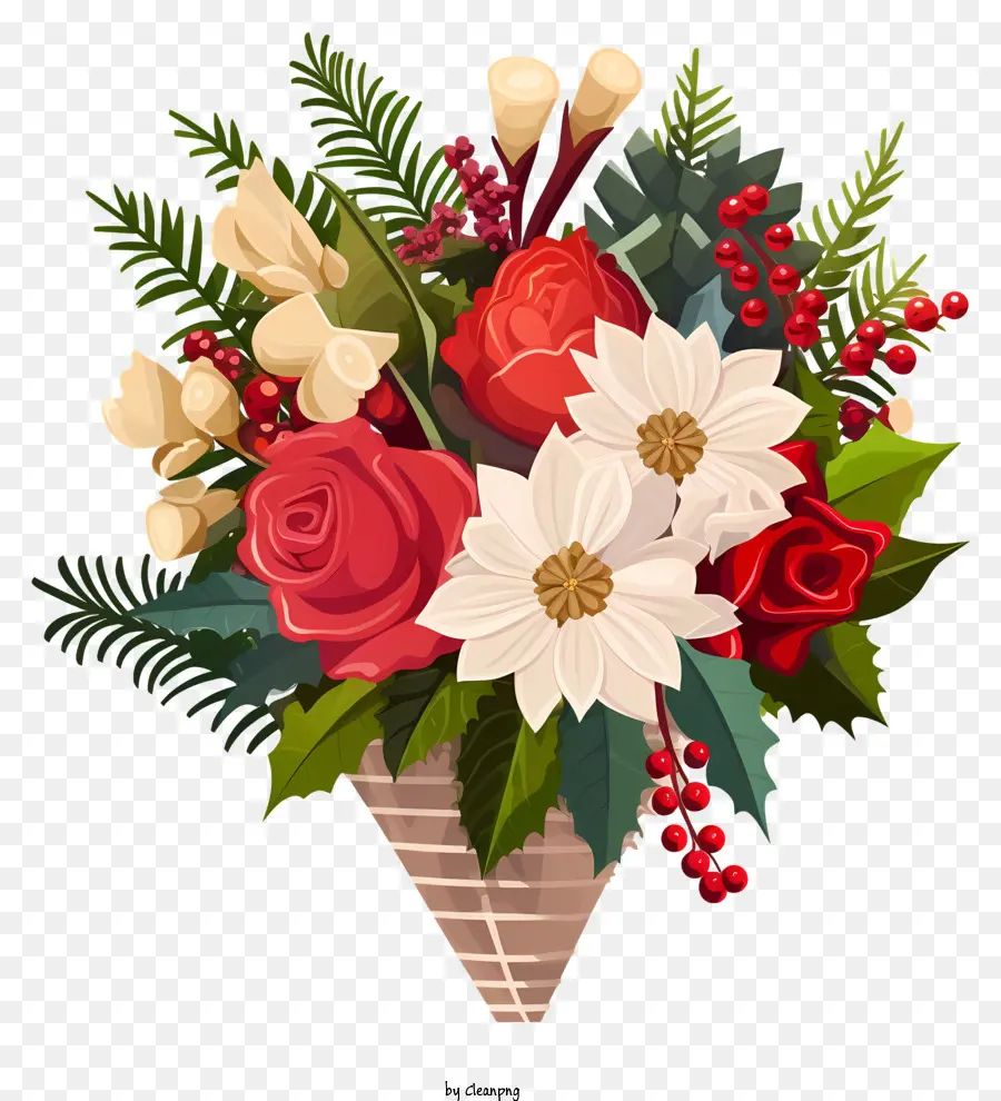 la disposizione dei fiori - Vaso con fiori rossi e bianchi e verde