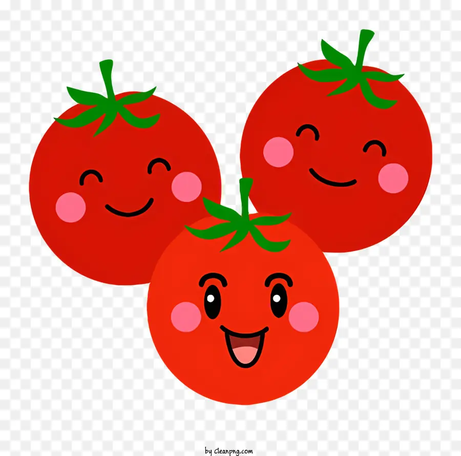 Cartoon Cartoon Tomate lächelte Tomaten glückliche Tomaten stilisierte Tomaten - Happy Cartoon Tomaten tragen Mützen in der Gruppe