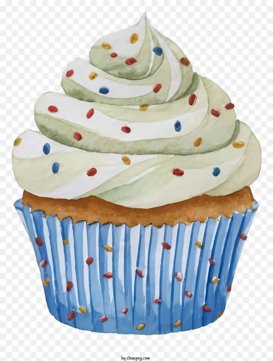 Rắc - Bánh cupcake ngon với lớp phủ màu xanh và trắng