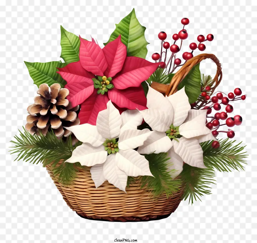 decorazioni di natale - Basket of Christmas Decorations disposti realisticamente