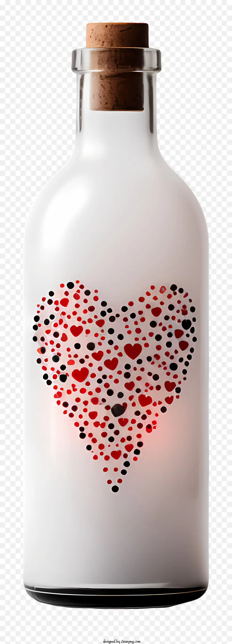 Herz Muster - Herzdesign auf einer Flasche mit Korkoberteil