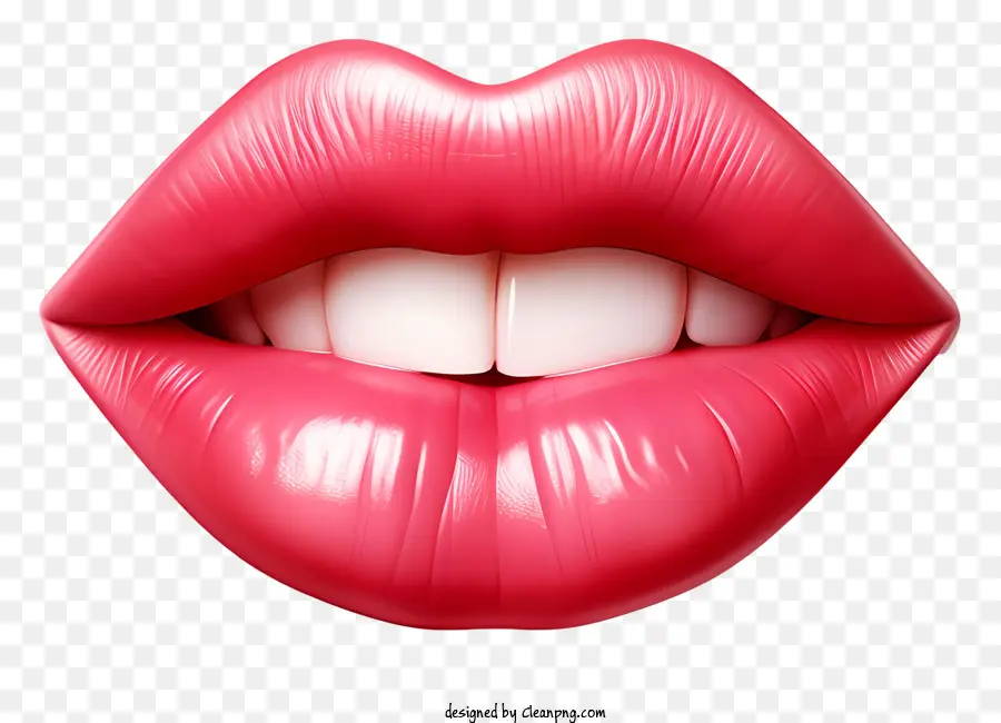 Valentinstag - Nahaufsicht der glänzenden, glatten, rosa Lippen