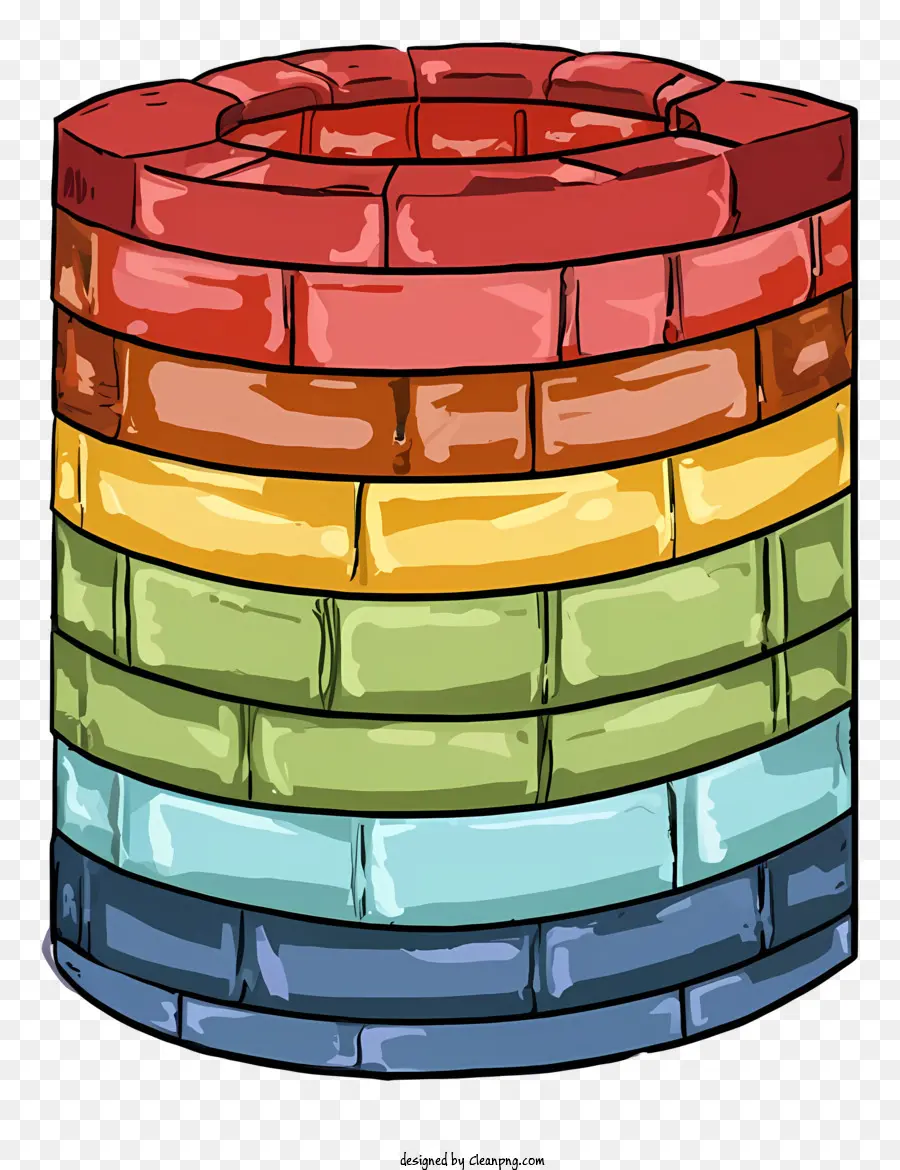 cartoon colorful bricks rainbow brick pattern sturdy wall construction visual appeal