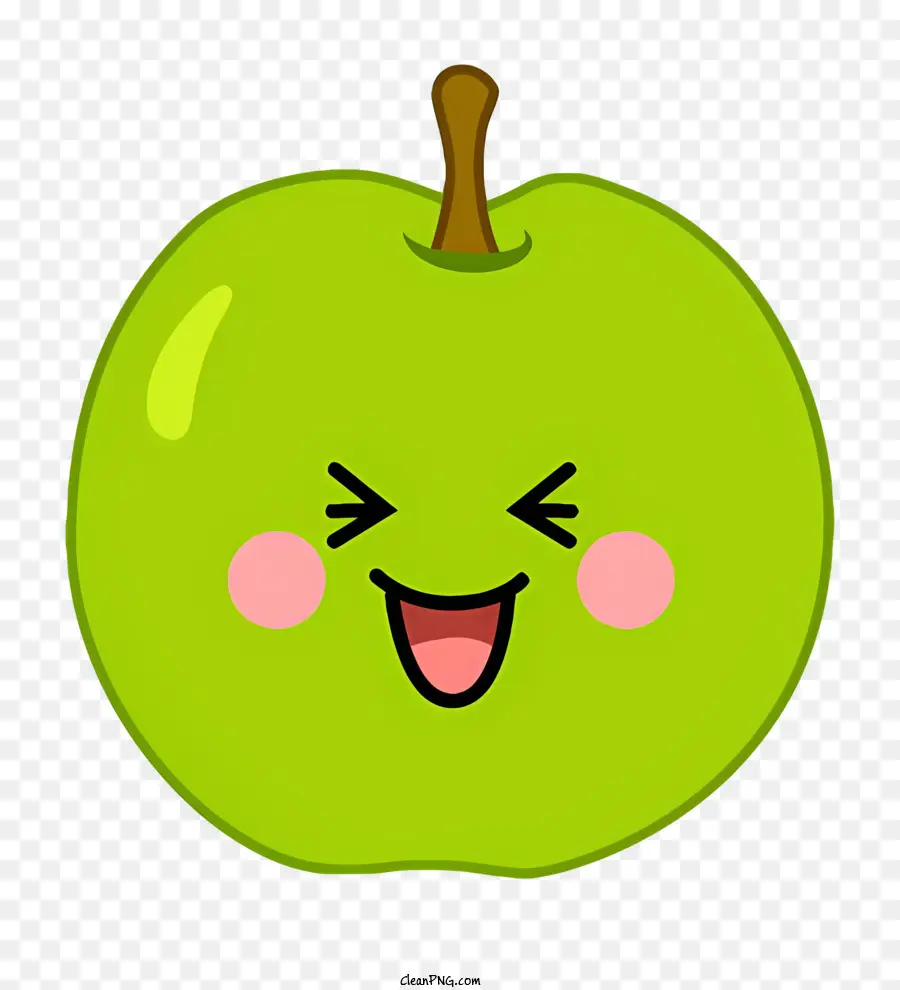 cartoon green apple smiling fruit happy apple smooth apple skin