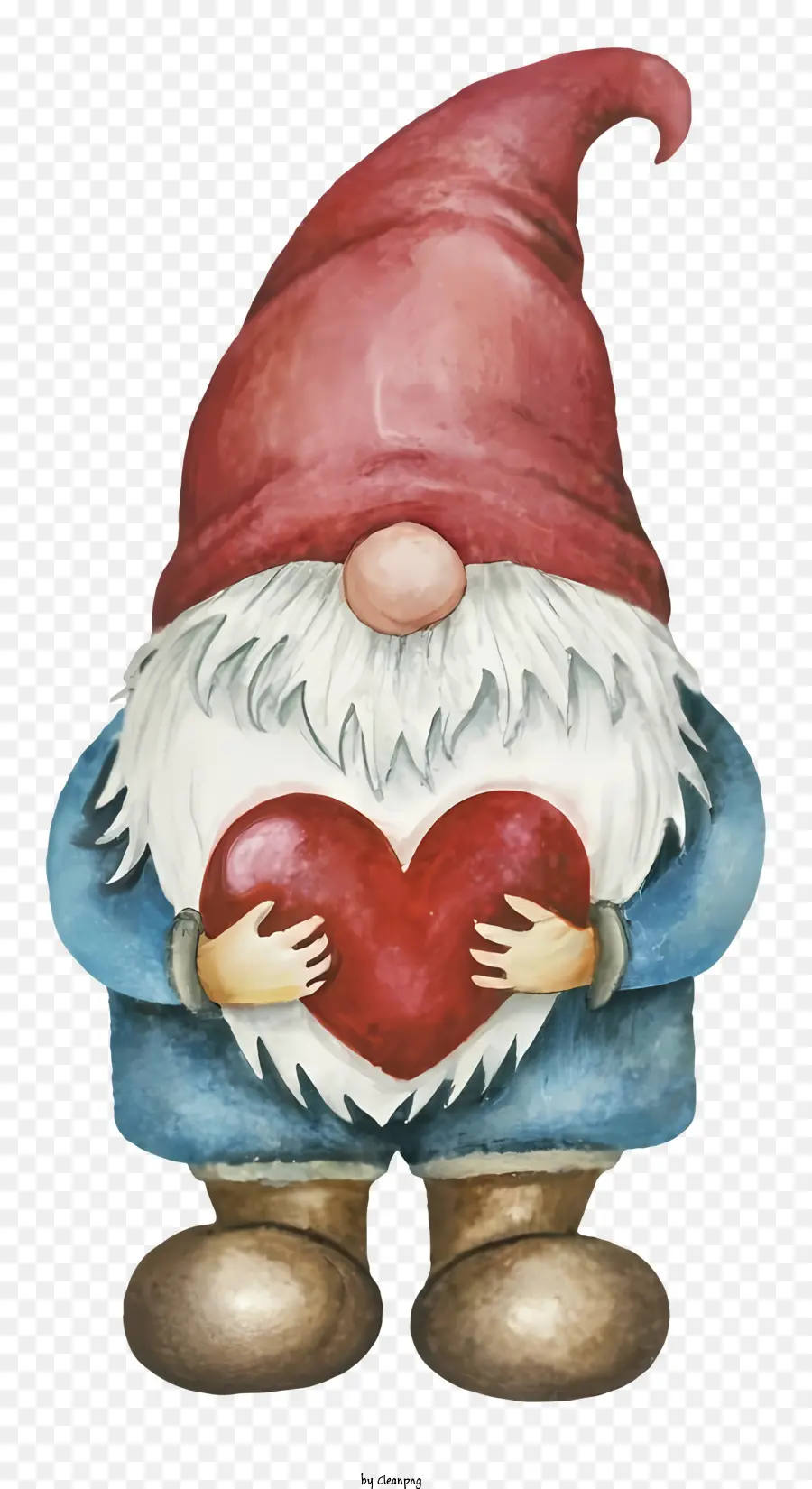 baffi - Gnome che tiene il cuore in stile acquerello