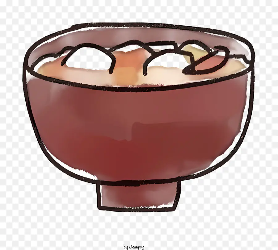 Cartoon Viskose Flüssigkeit Schüssel Brauner Sirup roter Stroh - Nahaufnahme einer dicken, braunen Sirup mit Stroh