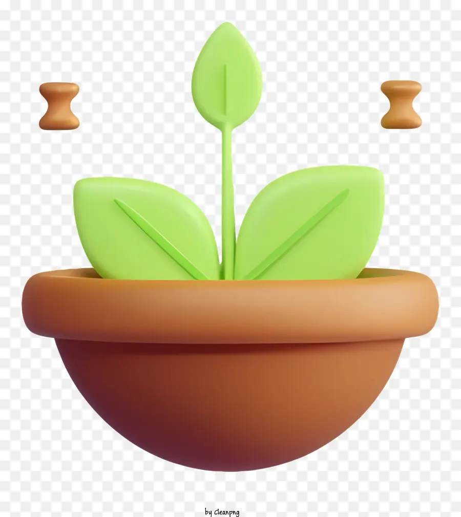 cartoon potted plant green leaves small leaf plant in vase