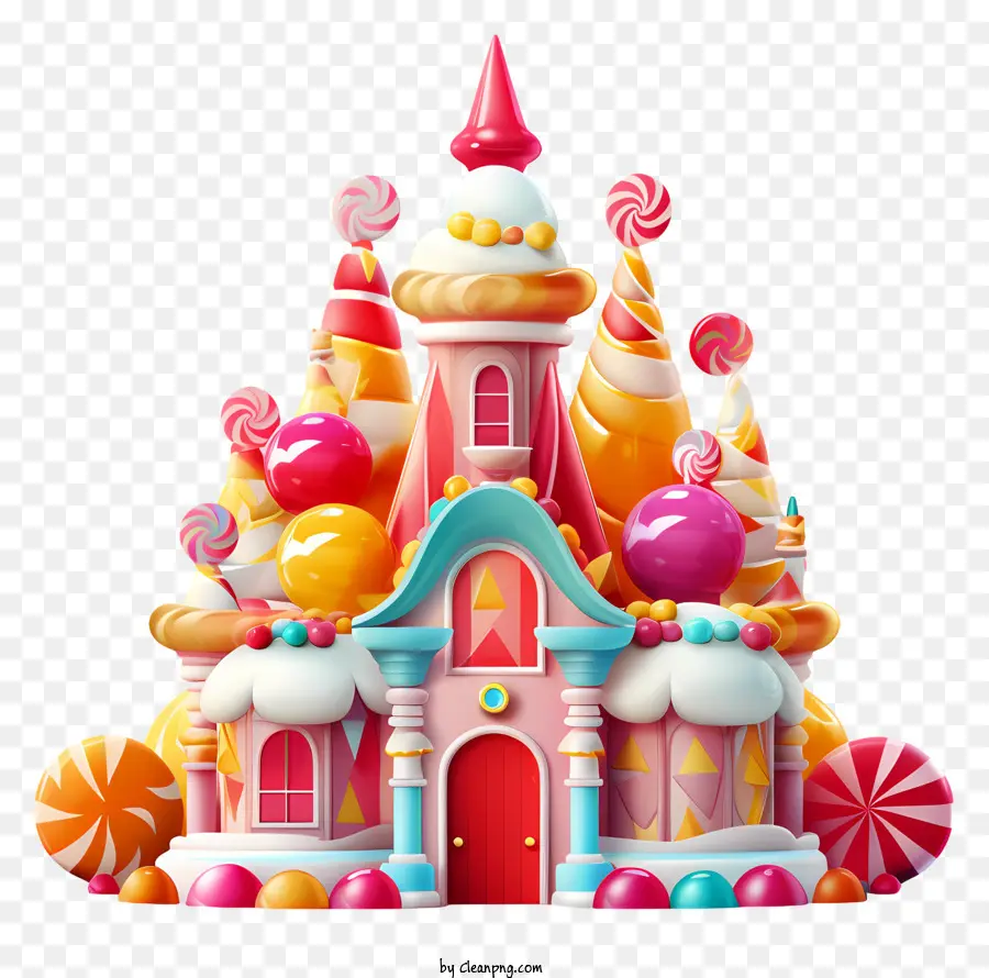 elementi di natale - Grande castello di caramelle con decorazioni a tema caramelle