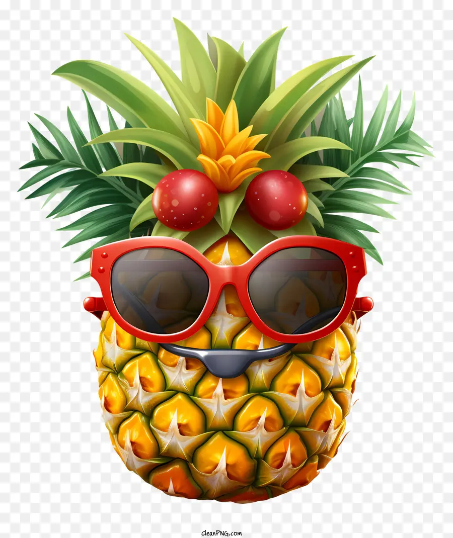 Weihnachten Elemente - Süße Ananas mit Sonnenbrille und Blattillustration