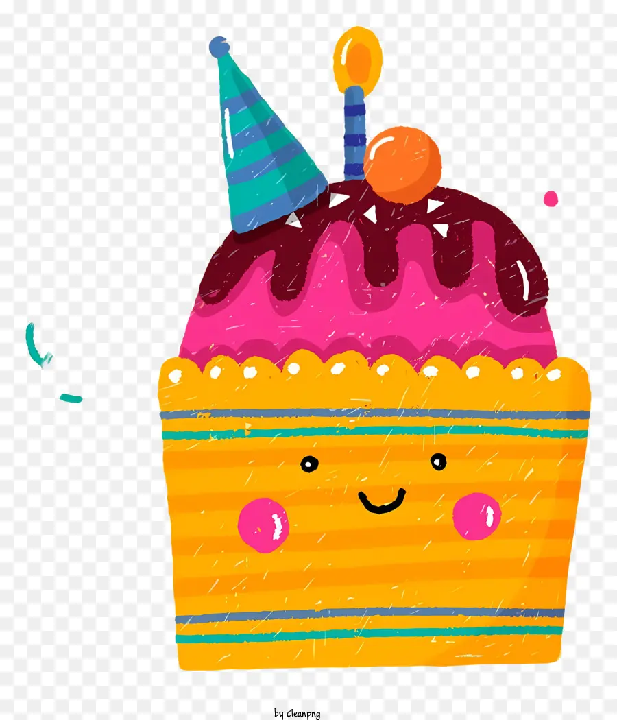 Torta di compleanno - Torta colorata faccina sorridente con decorazione di candele