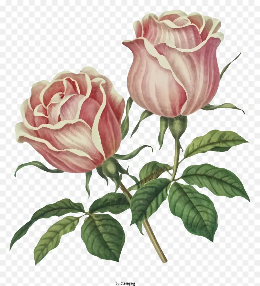 rose rosa - Rose rosa stilizzate su sfondo nero: morbido, romantico