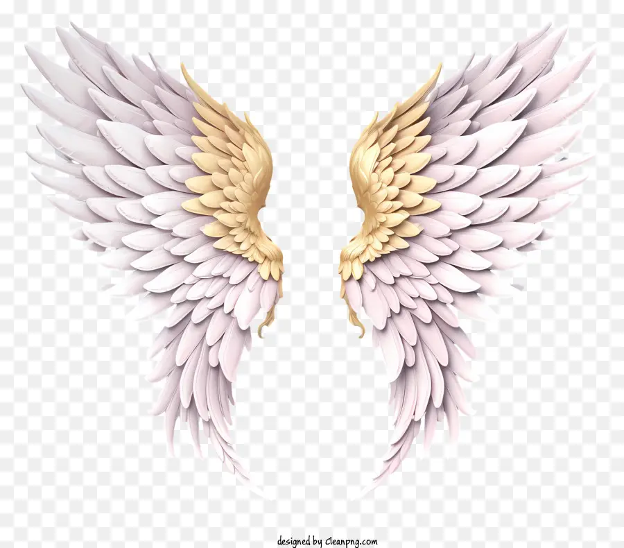 cánh - Đôi cánh thiên thần màu hồng và vàng với lông vũ chảy