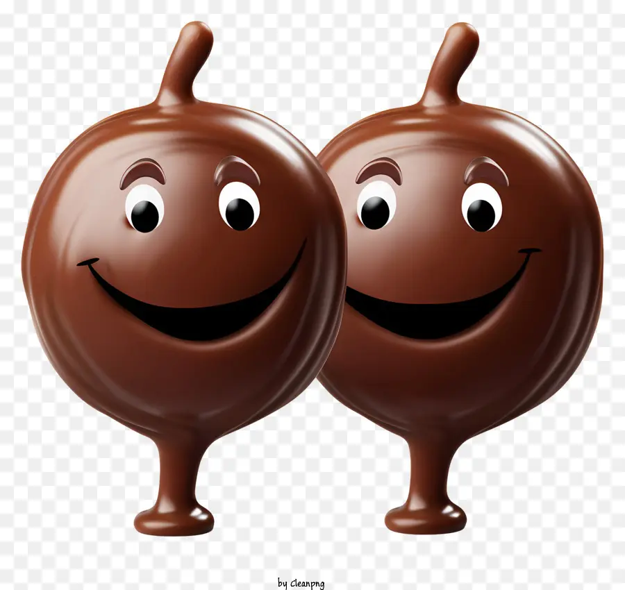 glückliches Gesicht - Zwei tropfende Schokoladenkirschen auf weißem Hintergrund