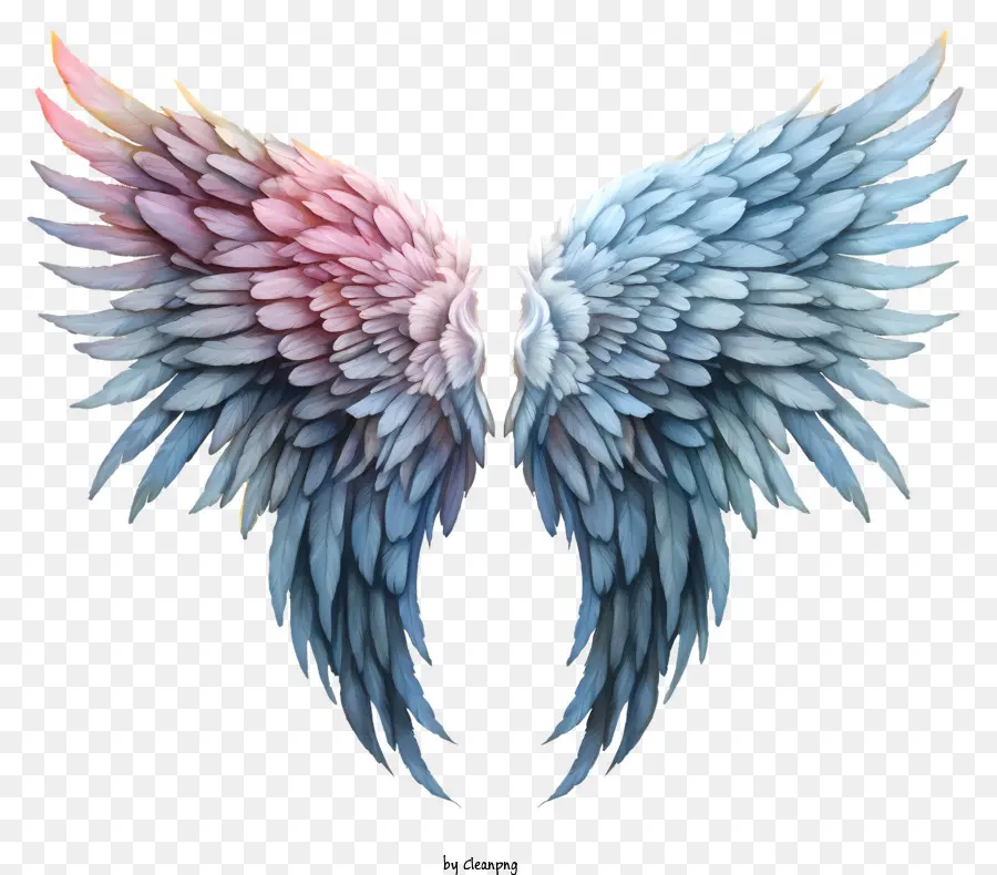 watercolor angel wings feathery wings pink and blue wings fabric-like wings delicate feathers