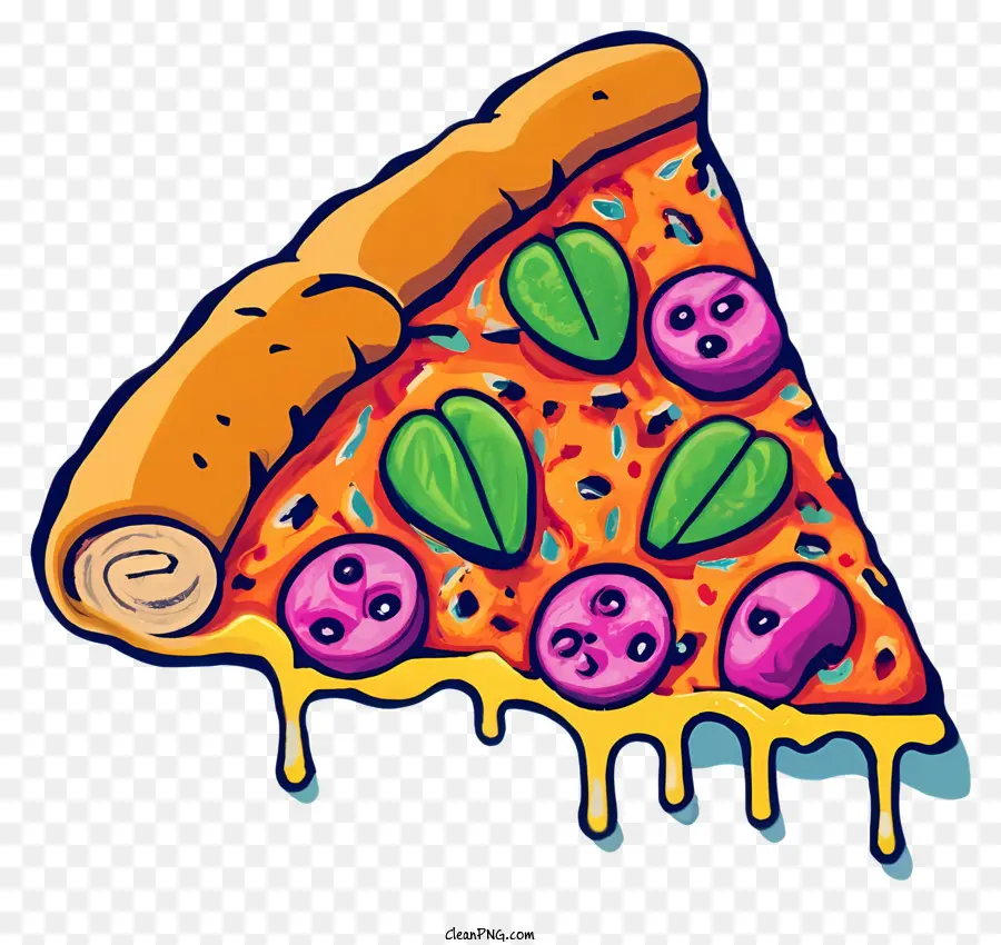 fumetti pizzerie cipolle di peperoni - Flima colorata di pizza con condimenti freschi