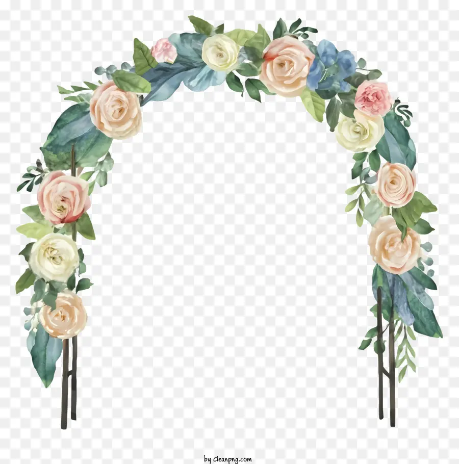 rose rosa - Elegante e romantico arco di nozze con fiori sospesi